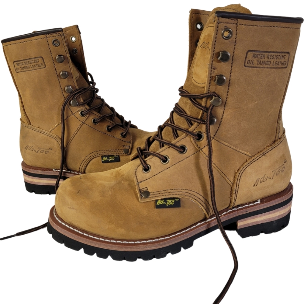 Mens size 7.5 AdTec Logger 9" work boots